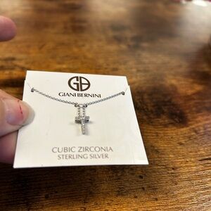 Giani Bernini Silver Cubic Zirconia “T” Necklace